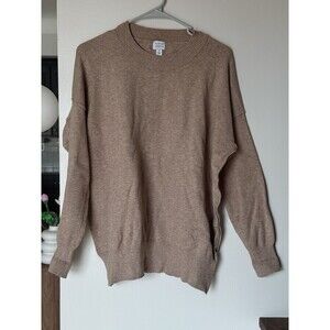 Peyton Jensen Pullover Sweater Womens S Tan Long Sleeve Knit Bohochic neutral